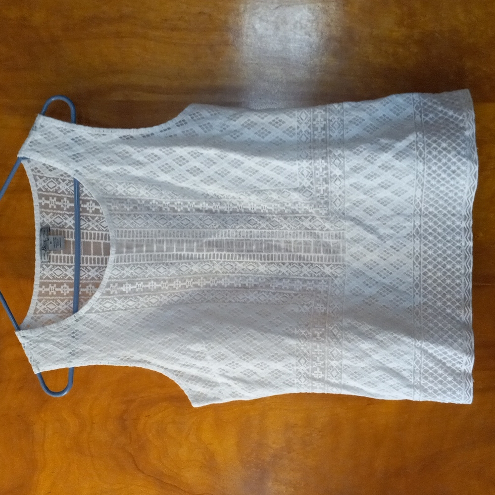 Bass White Lace Sleeveless, Semi-Sheer Blouse *Medium*